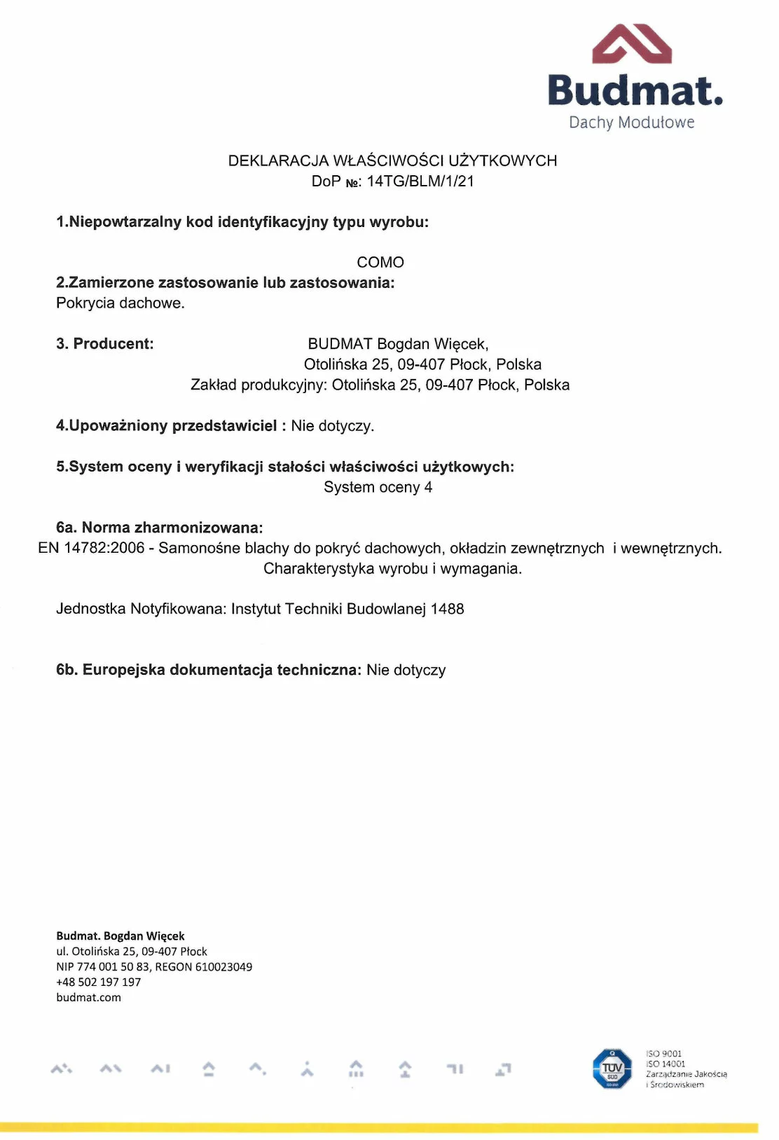 Certyfikat jakości 14