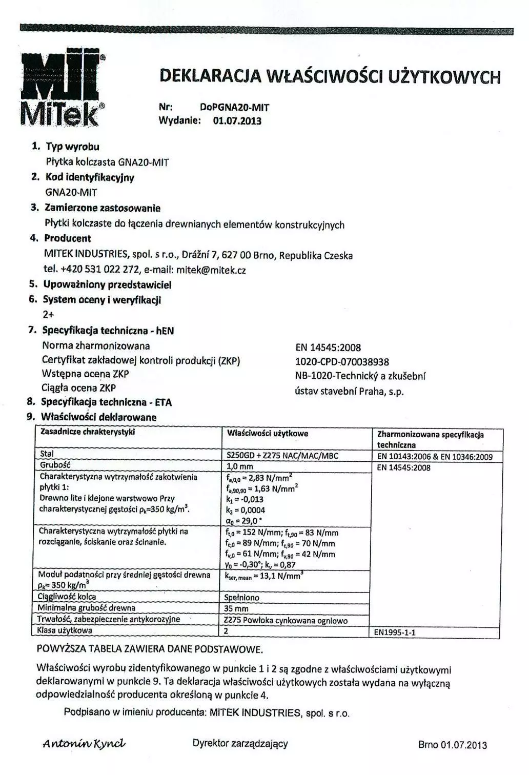 Certyfikat jakości 2